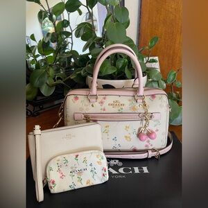 Coach Rowan Floral Satchel with Matching Wristlet
